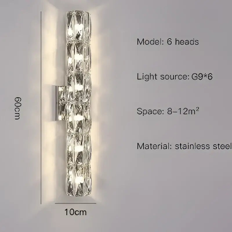 Modern gold & chrome crystal wall lamp bedroom geometric sconce
