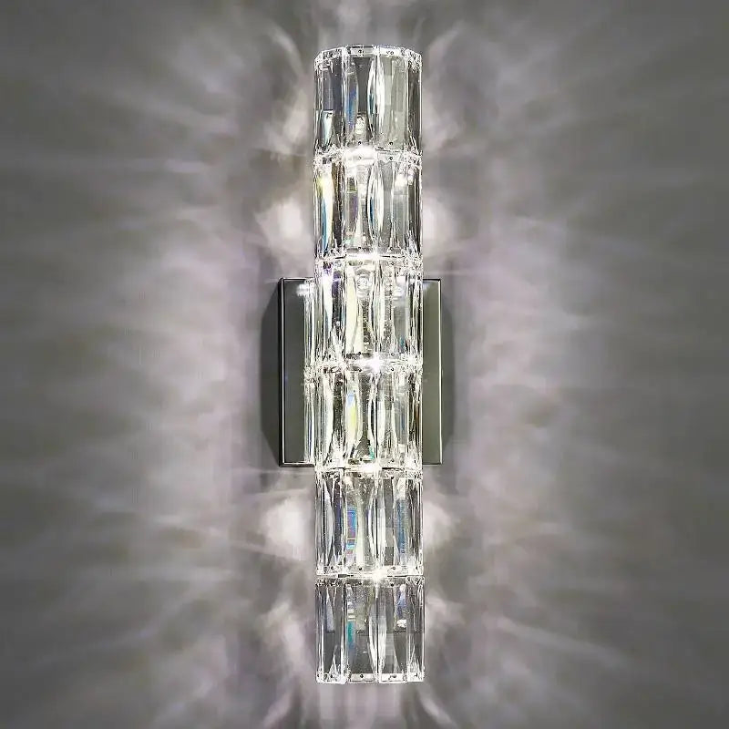 Modern gold & chrome crystal wall lamp bedroom geometric sconce