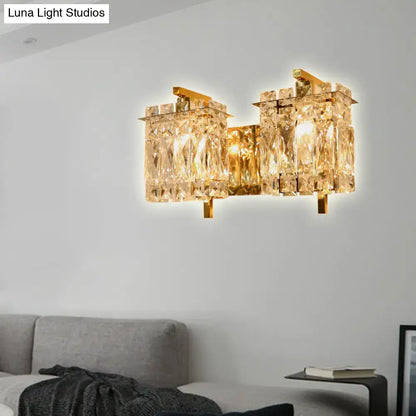 Modern gold & chrome crystal wall light living room e12 e14 fixture