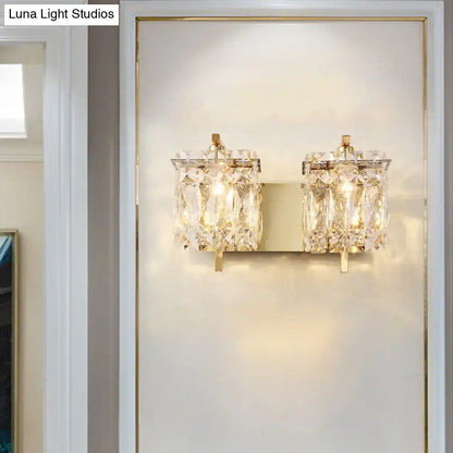 Modern gold & chrome crystal wall light living room e12 e14 fixture