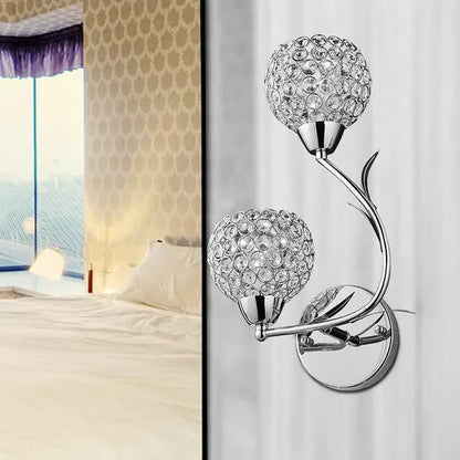 Modern gold & chrome crystal wall sconce bedroom teardrop light
