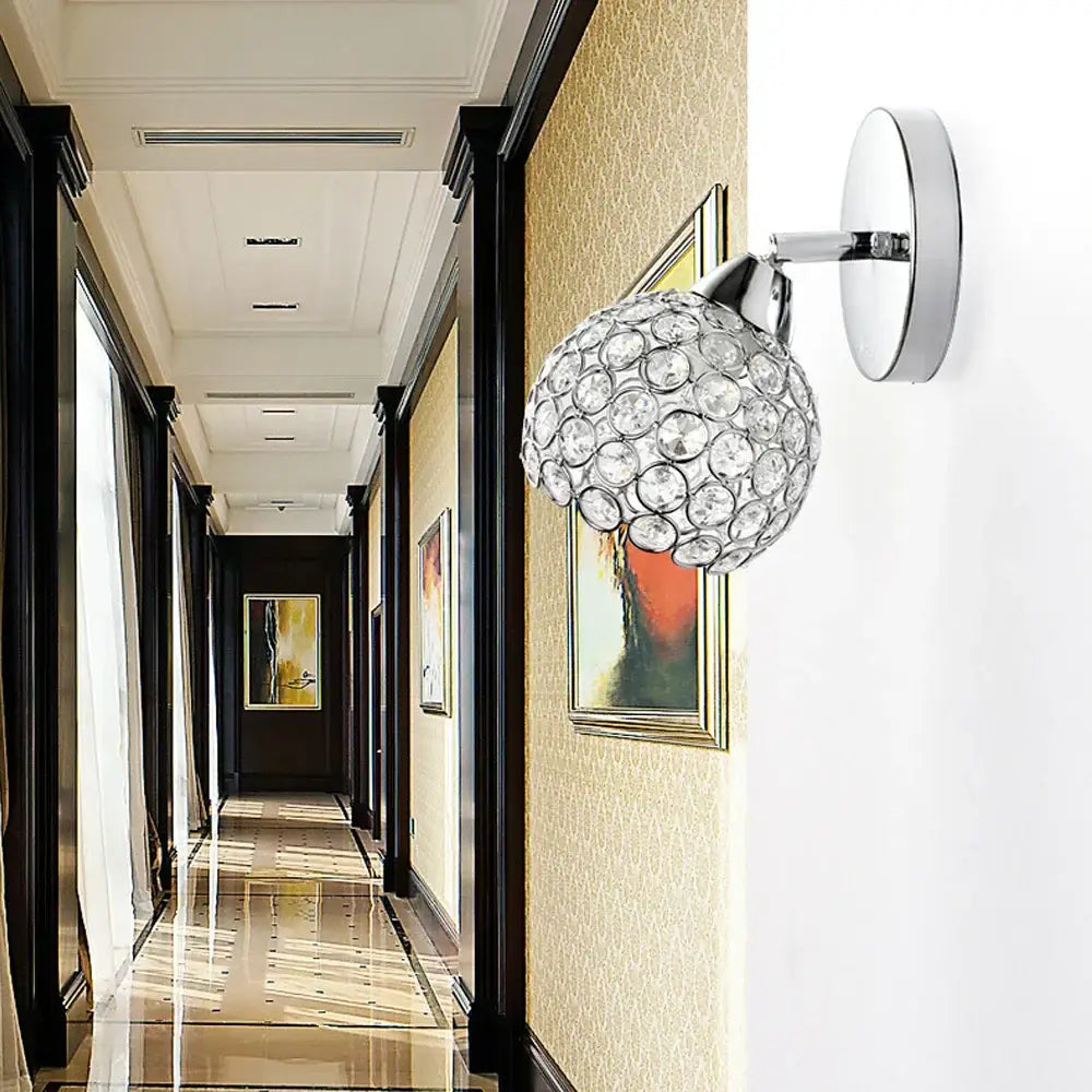 Modern gold & chrome crystal wall sconce bedroom teardrop light