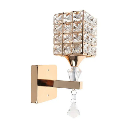 Modern gold & chrome crystal wall sconce bedroom teardrop light