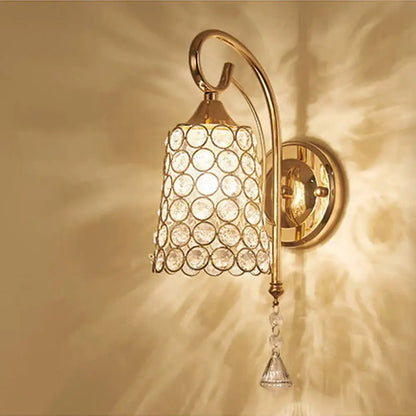 Modern gold & chrome crystal wall sconce bedroom teardrop light