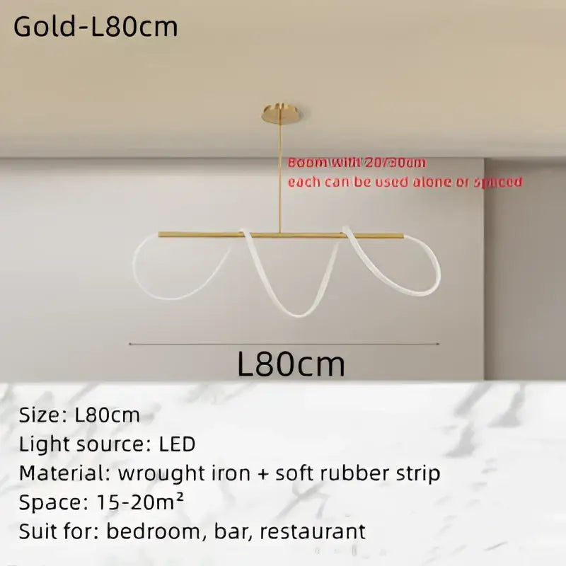 Modern gold circle note linear light bedroom pendant lamp