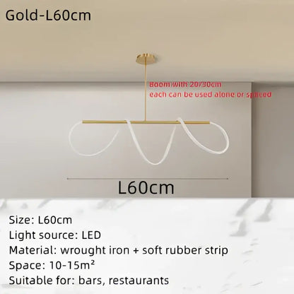 Modern gold circle note linear light bedroom pendant lamp