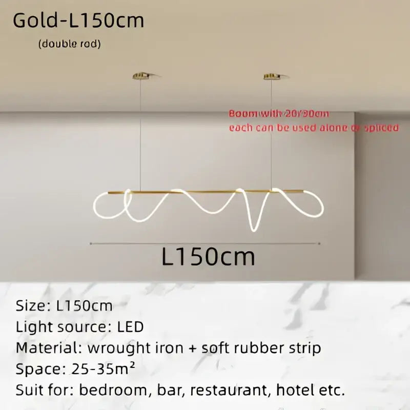 Modern gold circle note linear light bedroom pendant lamp