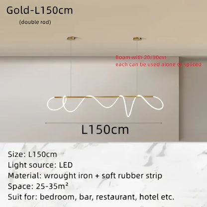 Modern gold circle note linear light bedroom pendant lamp
