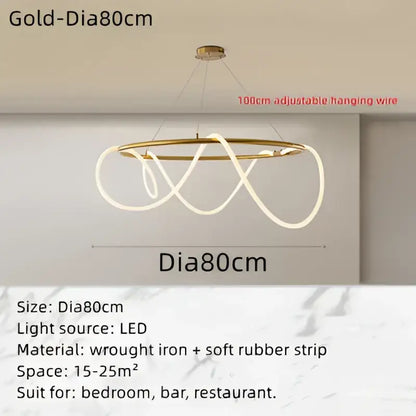 Modern gold circle note linear light bedroom pendant lamp