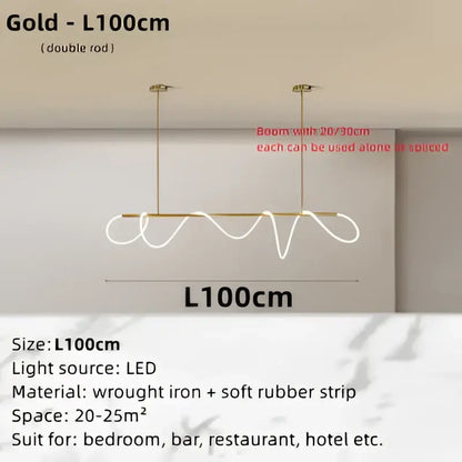 Modern gold circle note linear light bedroom pendant lamp