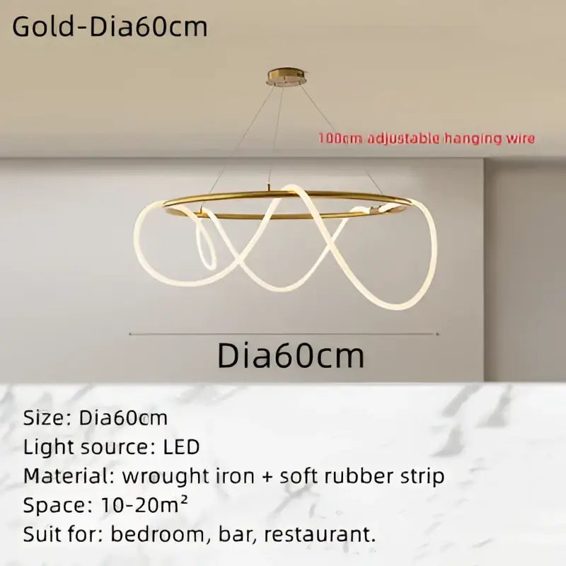 Modern gold circle note linear light bedroom pendant lamp