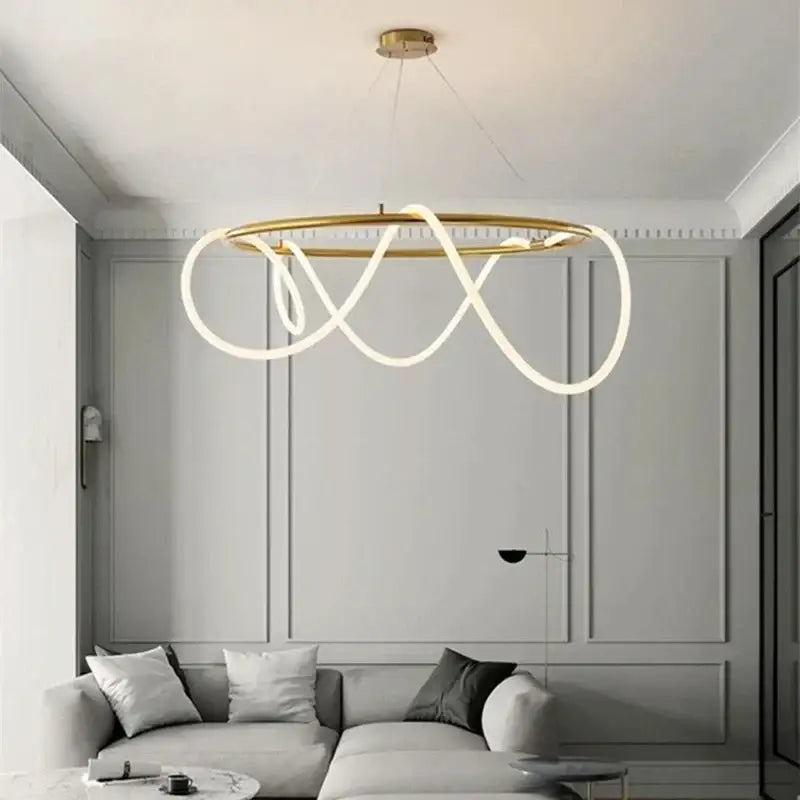 Modern gold circle note linear light bedroom pendant lamp
