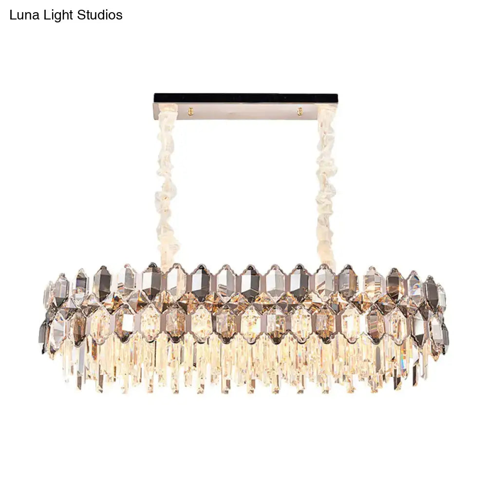 Modern gold circle suspension pendant light dining room crystal oval
