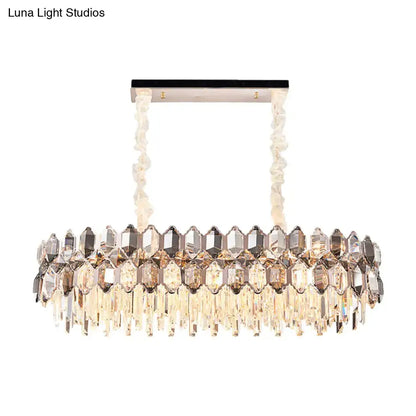 Modern gold circle suspension pendant light dining room crystal oval