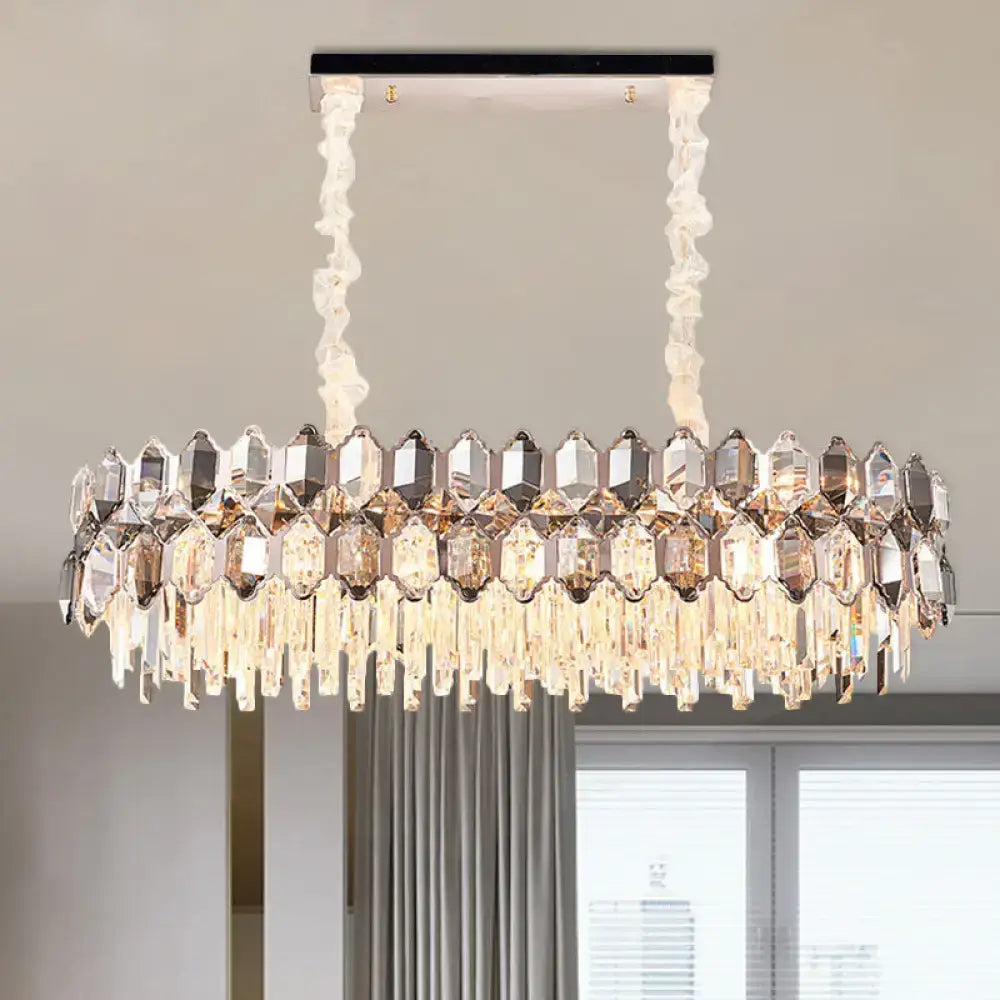 Modern gold circle suspension pendant light dining room crystal oval
