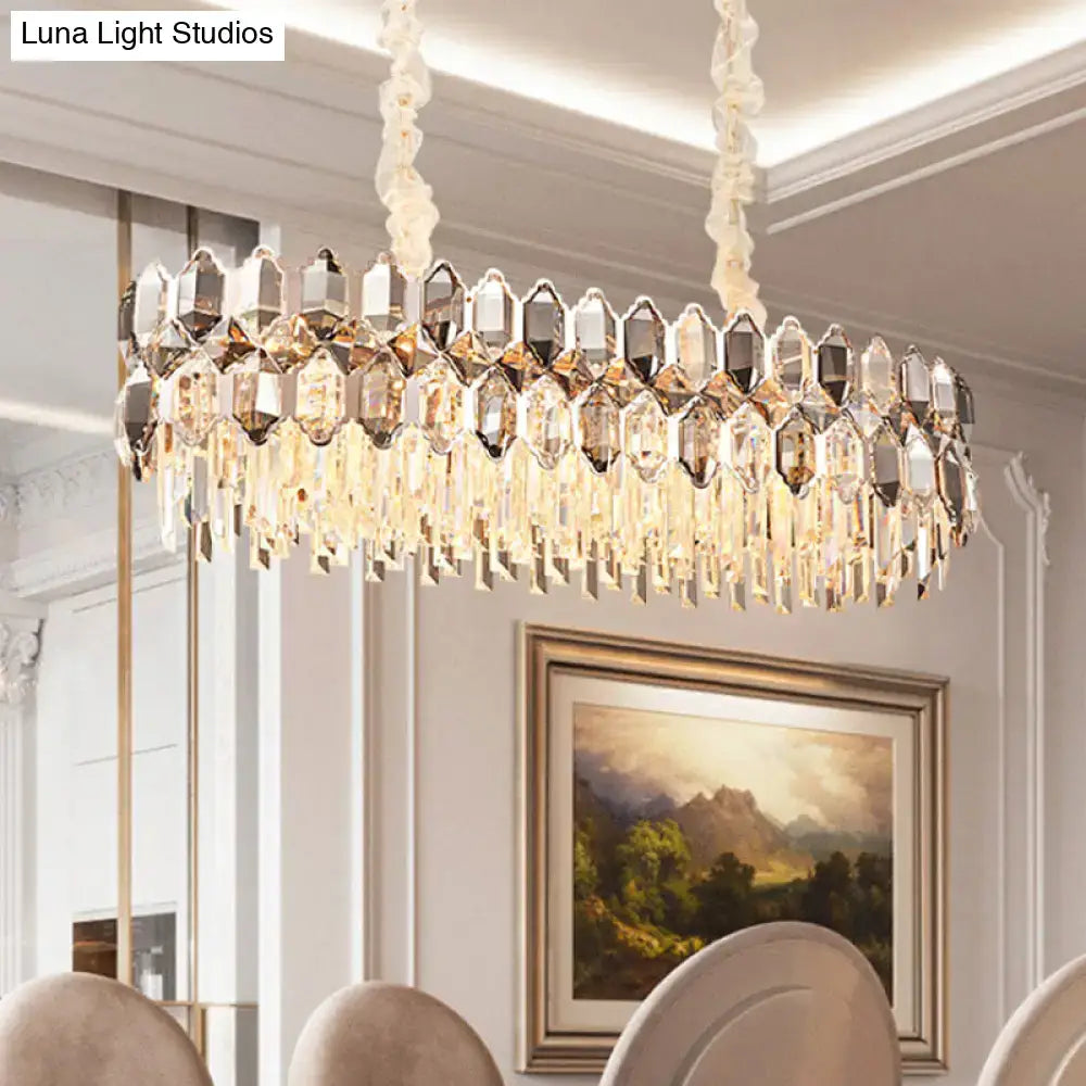 Modern gold circle suspension pendant light dining room crystal oval