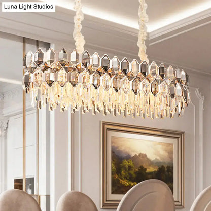 Modern gold circle suspension pendant light dining room crystal oval