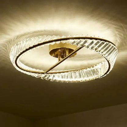Modern gold circular crystal led ceiling light dining room