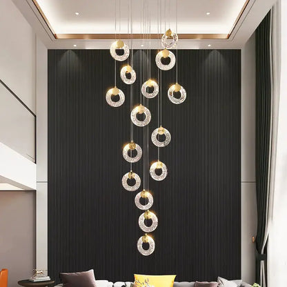 Modern gold circular crystal led chandelier living room light