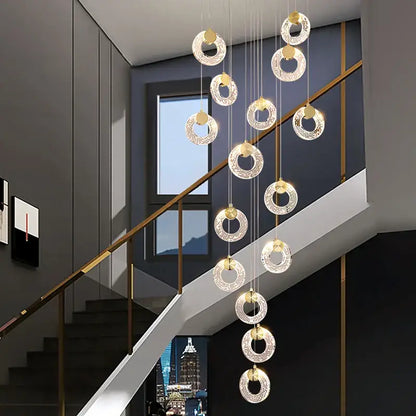 Modern gold circular crystal led chandelier living room light