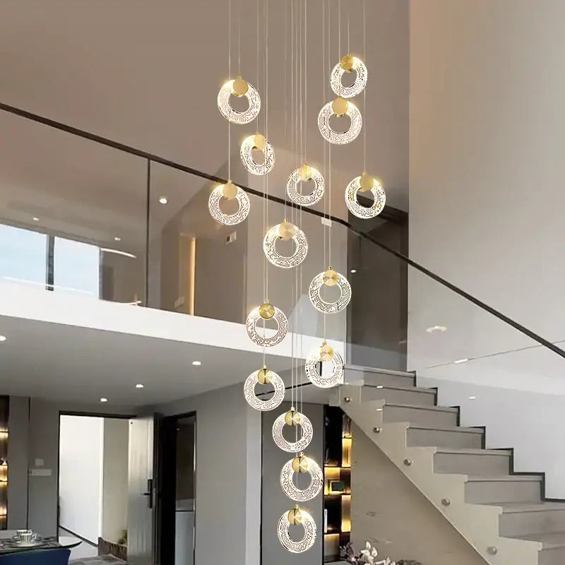 Modern gold circular crystal led chandelier living room light