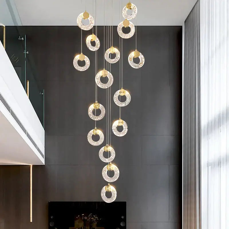 Modern gold circular crystal led chandelier living room light