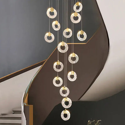 Modern gold circular crystal led chandelier living room light