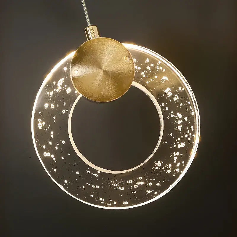 Modern gold circular crystal led chandelier living room light