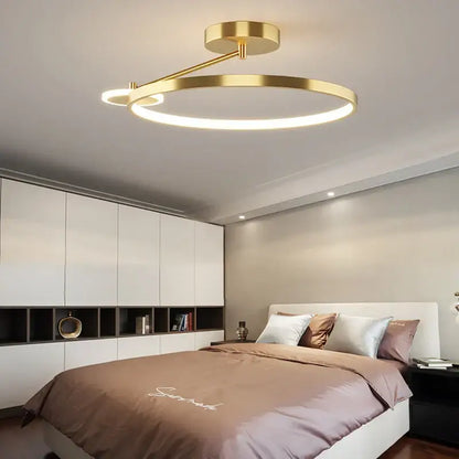 Modern gold circular led ceiling lamp bedroom minimalist lighting
