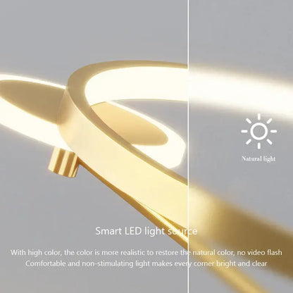Modern gold circular led ceiling lamp bedroom minimalist lighting