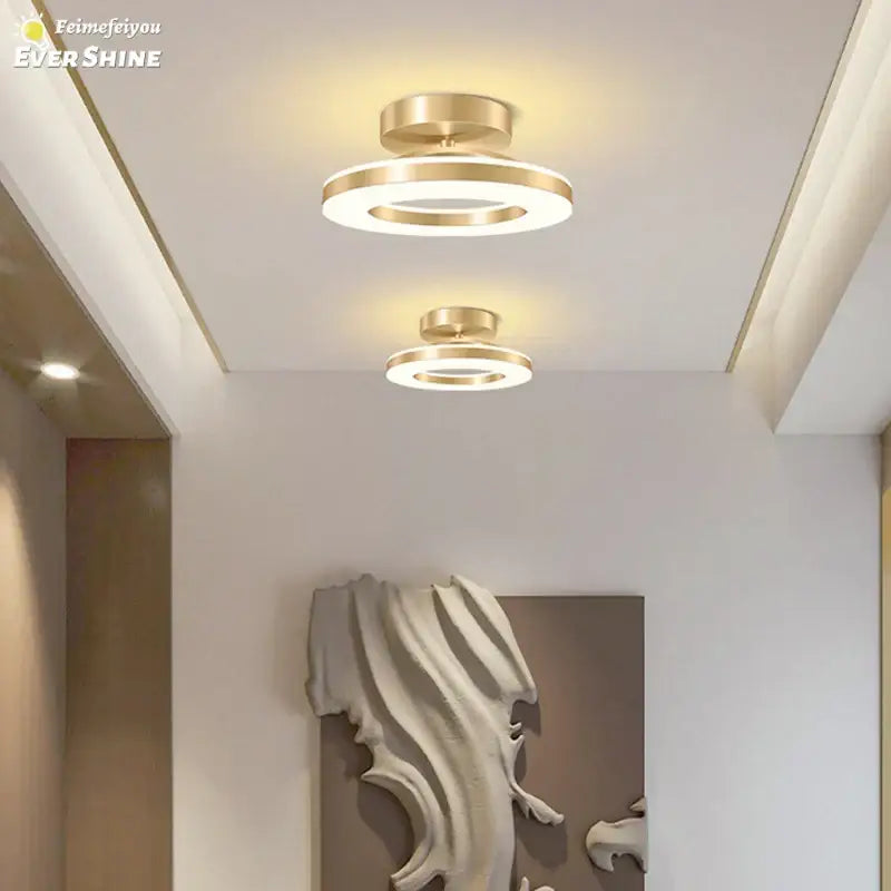 Modern gold circular led ceiling lamp for living room