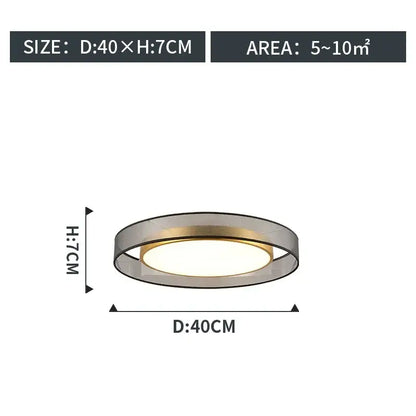 Modern gold circular led ceiling light bedroom with transparent frame