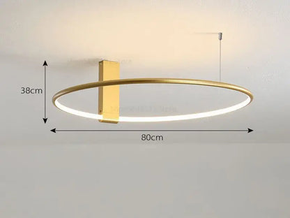 Modern gold circular led ceiling light for bedroom 360 degree rotation
