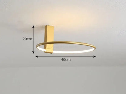 Modern gold circular led ceiling light for bedroom 360 degree rotation
