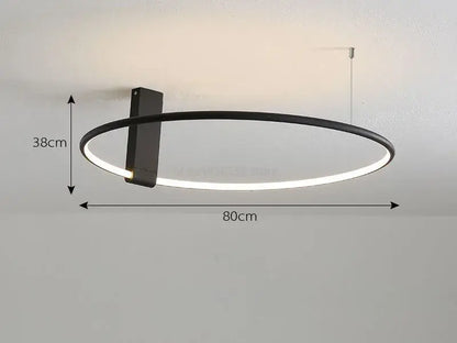 Modern gold circular led ceiling light for bedroom 360 degree rotation