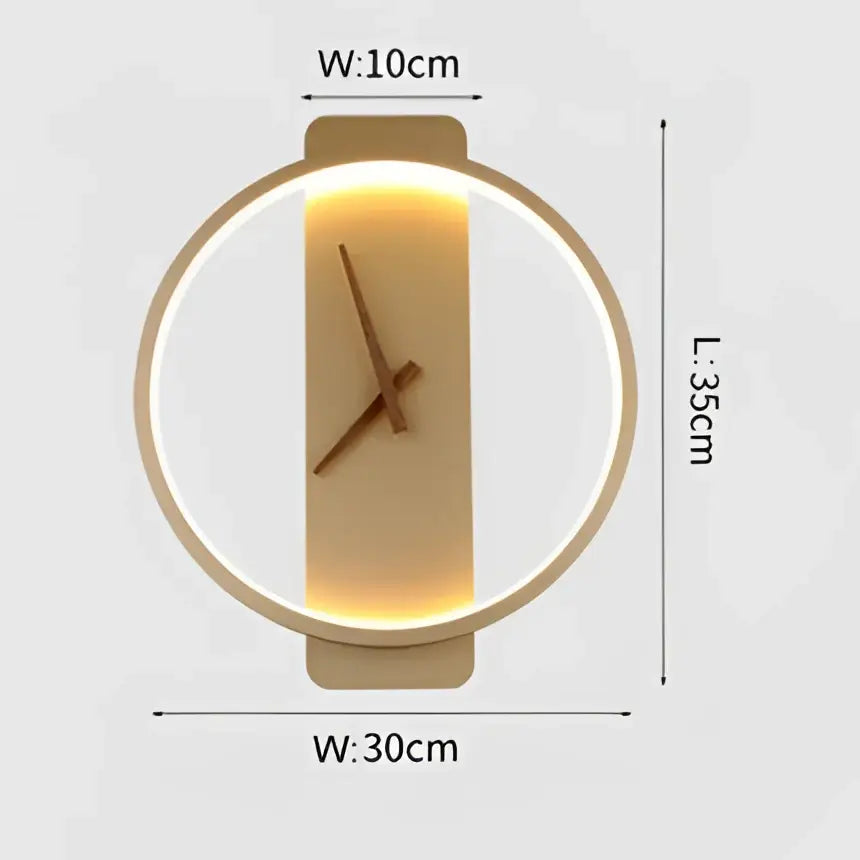 Modern gold circular led wall lamp wall clock bedroom backlight