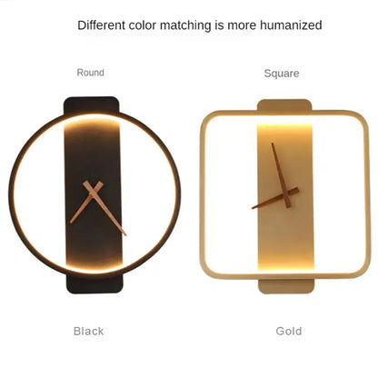 Modern gold circular led wall lamp wall clock bedroom backlight