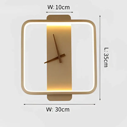 Modern gold circular led wall lamp wall clock bedroom backlight