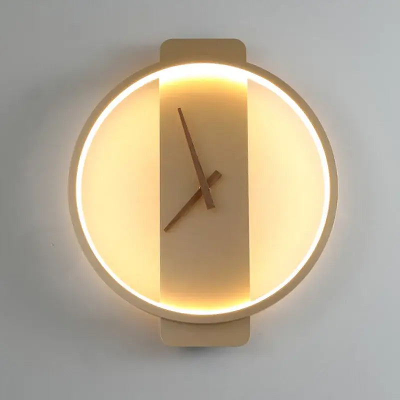Modern gold circular led wall lamp wall clock bedroom backlight