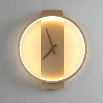 Modern gold circular led wall lamp wall clock bedroom backlight