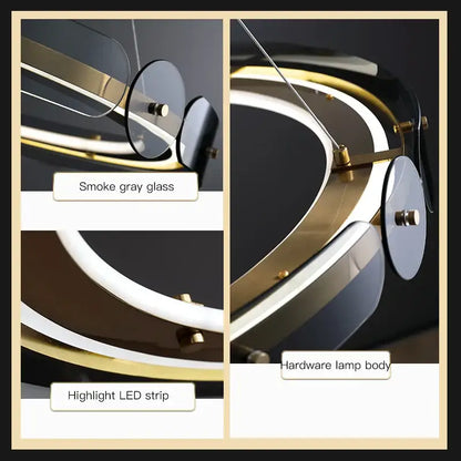 Modern gold circular ring led chandelier dining room pendant light
