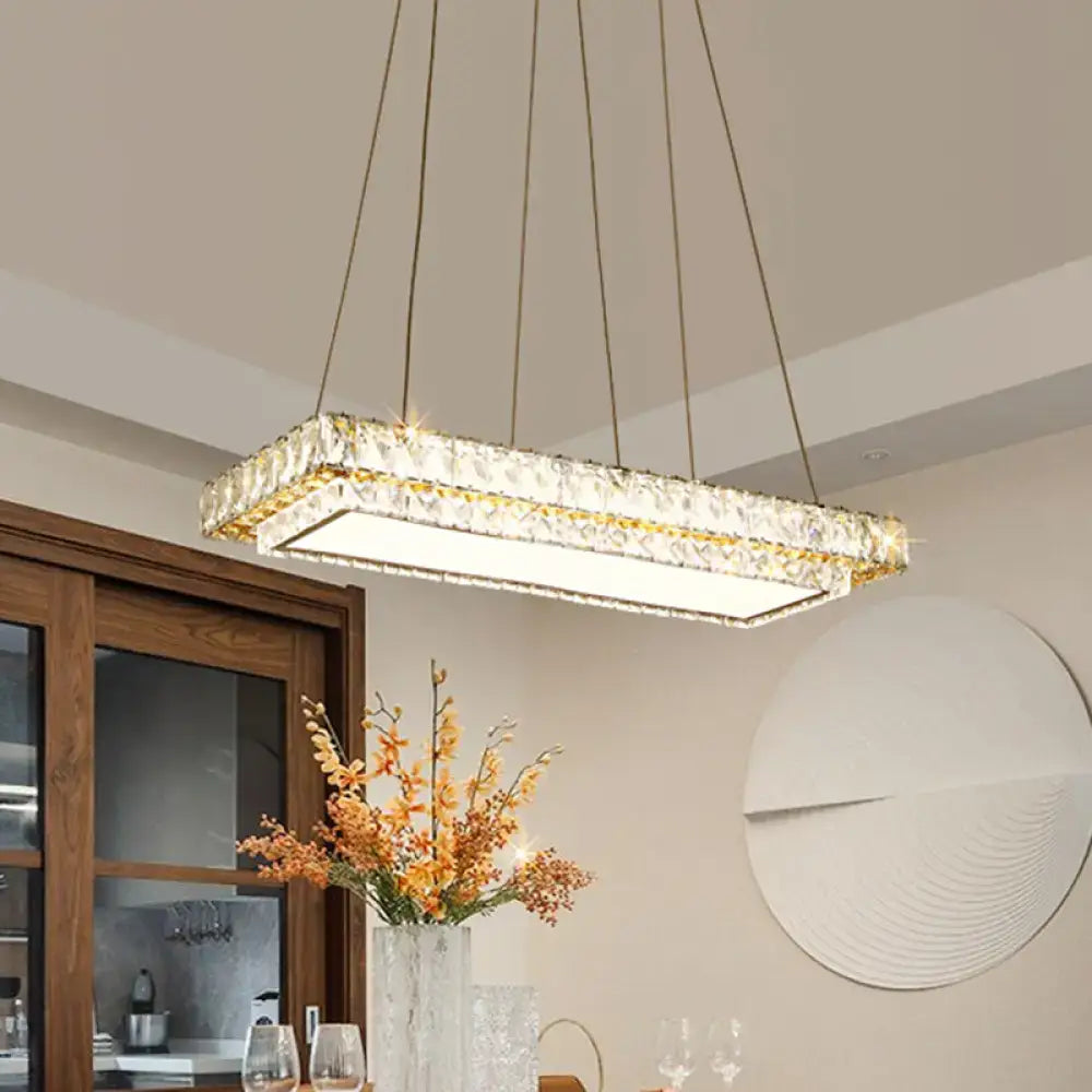 Modern gold clear crystal blocks chandelier dining room light