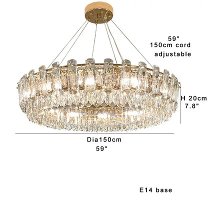 Modern gold clear crystal oval chandelier dining room light