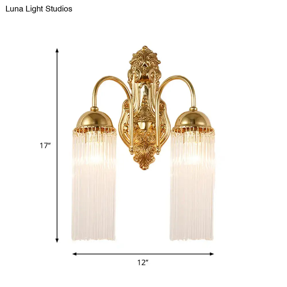 Modern gold clear crystal wall sconce – corridor metal gooseneck arm