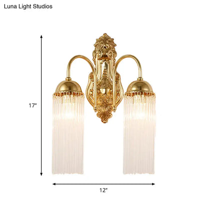 Modern gold clear crystal wall sconce – corridor metal gooseneck arm