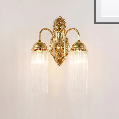Modern gold clear crystal wall sconce – corridor metal gooseneck arm