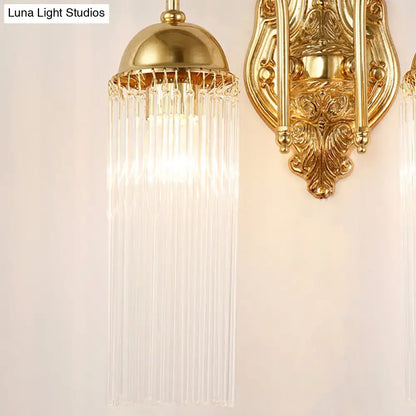 Modern gold clear crystal wall sconce – corridor metal gooseneck arm