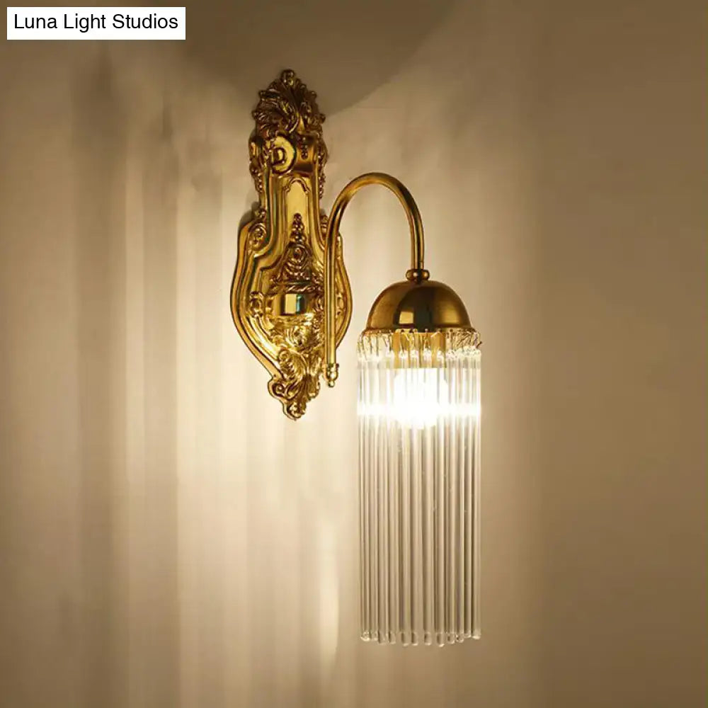 Modern gold clear crystal wall sconce – corridor metal gooseneck arm