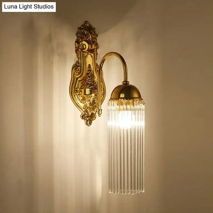 Modern gold clear crystal wall sconce – corridor metal gooseneck arm
