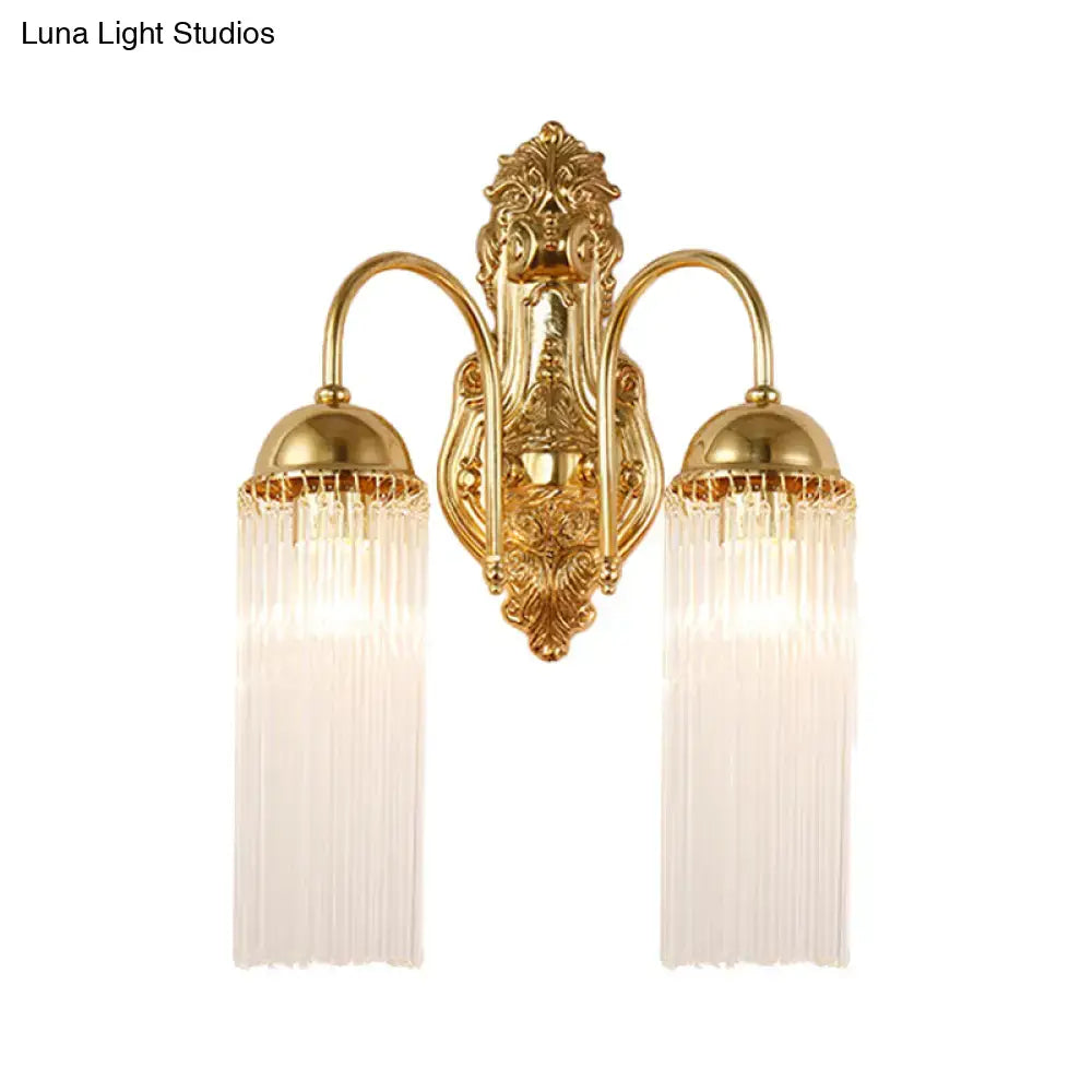 Modern gold clear crystal wall sconce – corridor metal gooseneck arm